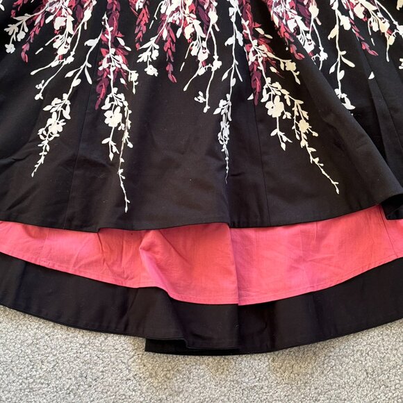 / White House Black Market Black Floral Printed High Low Party Dress US 10 - Picture 2 of 11